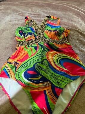 Vibrant Multi-Color Swirl One-Piece Swimsuit